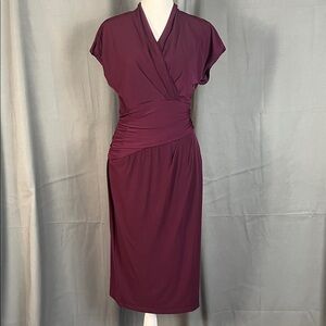 Chic Plum Midi Wrap Dress